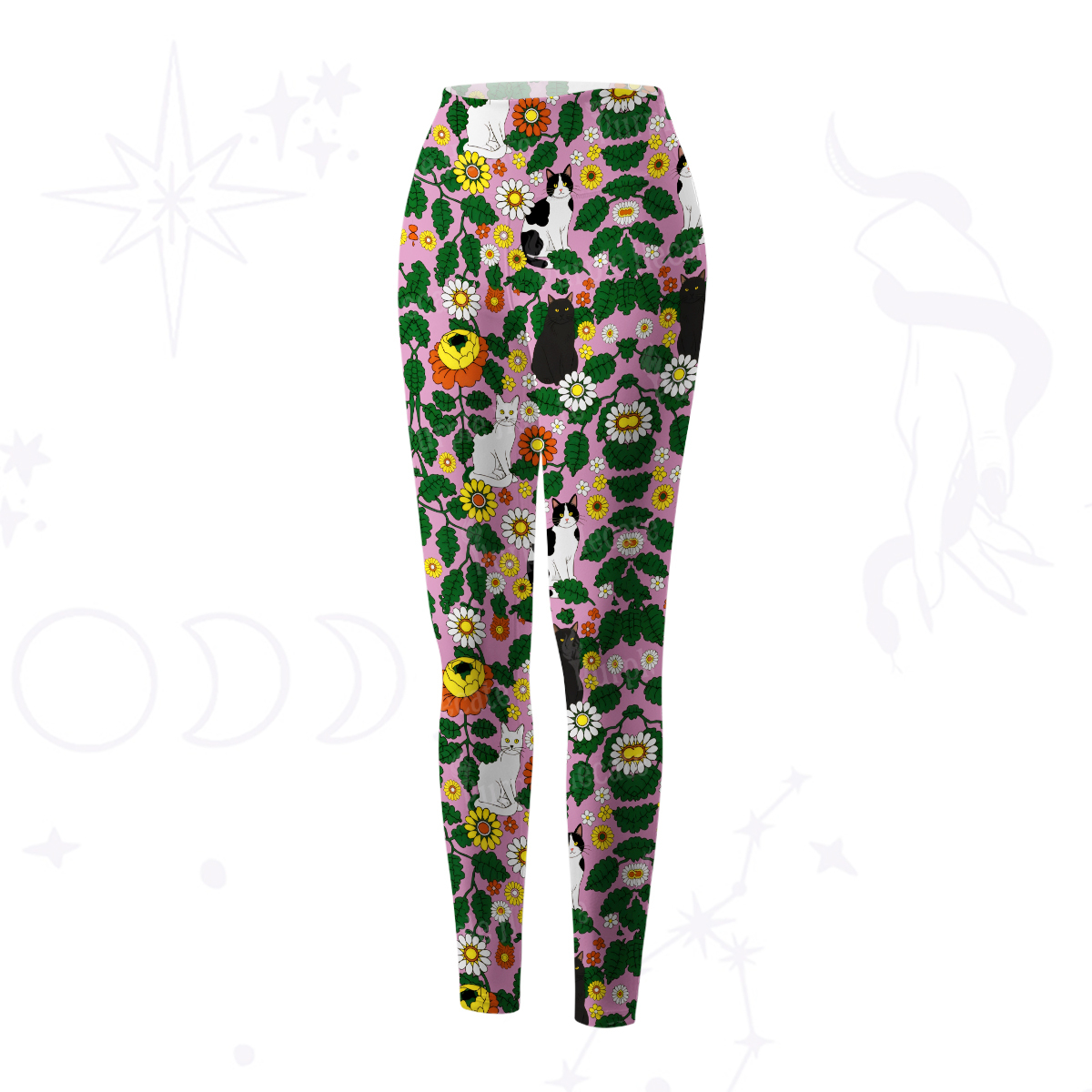 Purplehecate Daisy Cat  Garden Yoga Pants