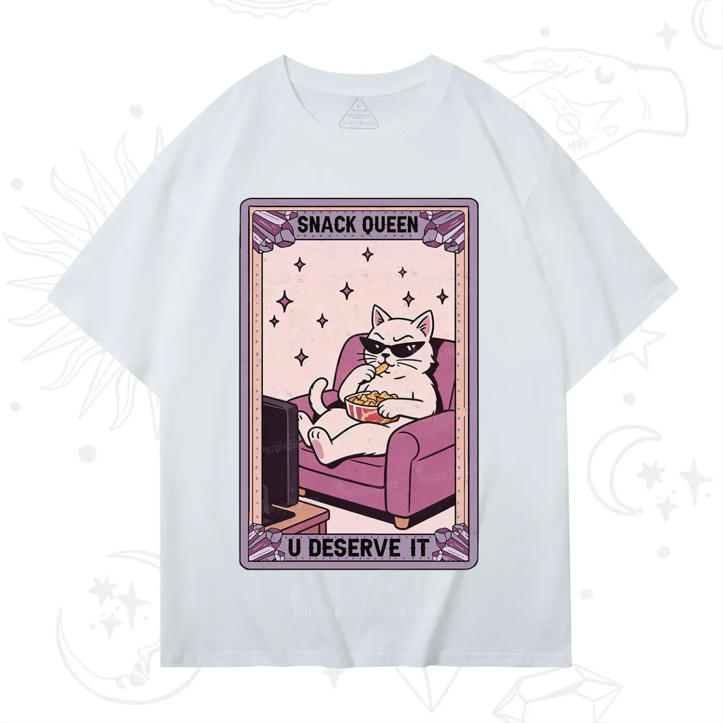 Purplehecate The Snack Queen Cat Tarot T-Shirt