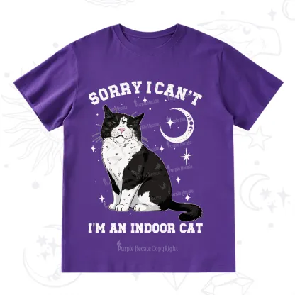 Purplehecate Sorry I Can't Go I'm an Indoor Cat T-Shirt