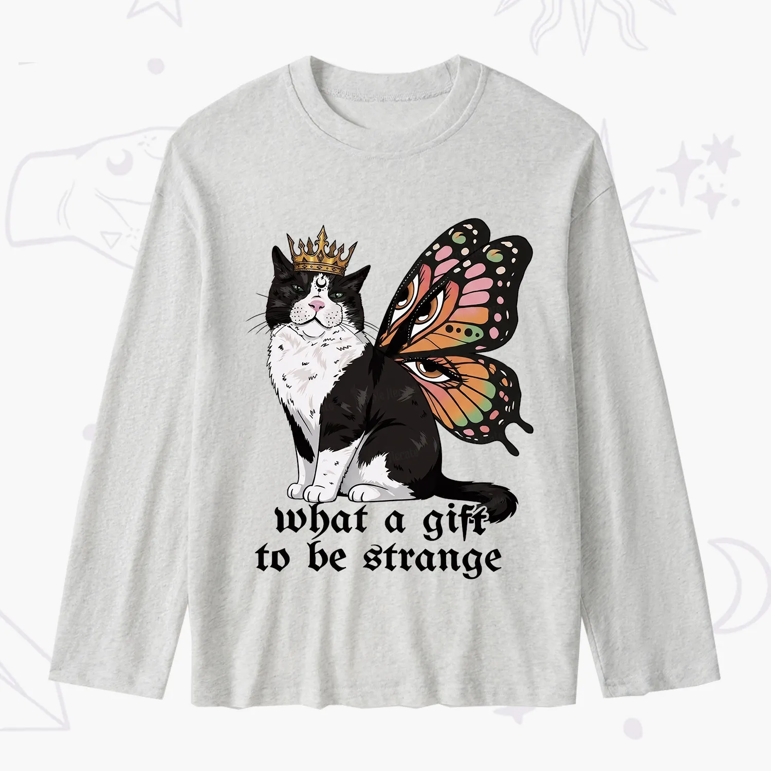 Purplehecate What a Gift to Be Strange Cat Slub Long Sleeve T-Shirt