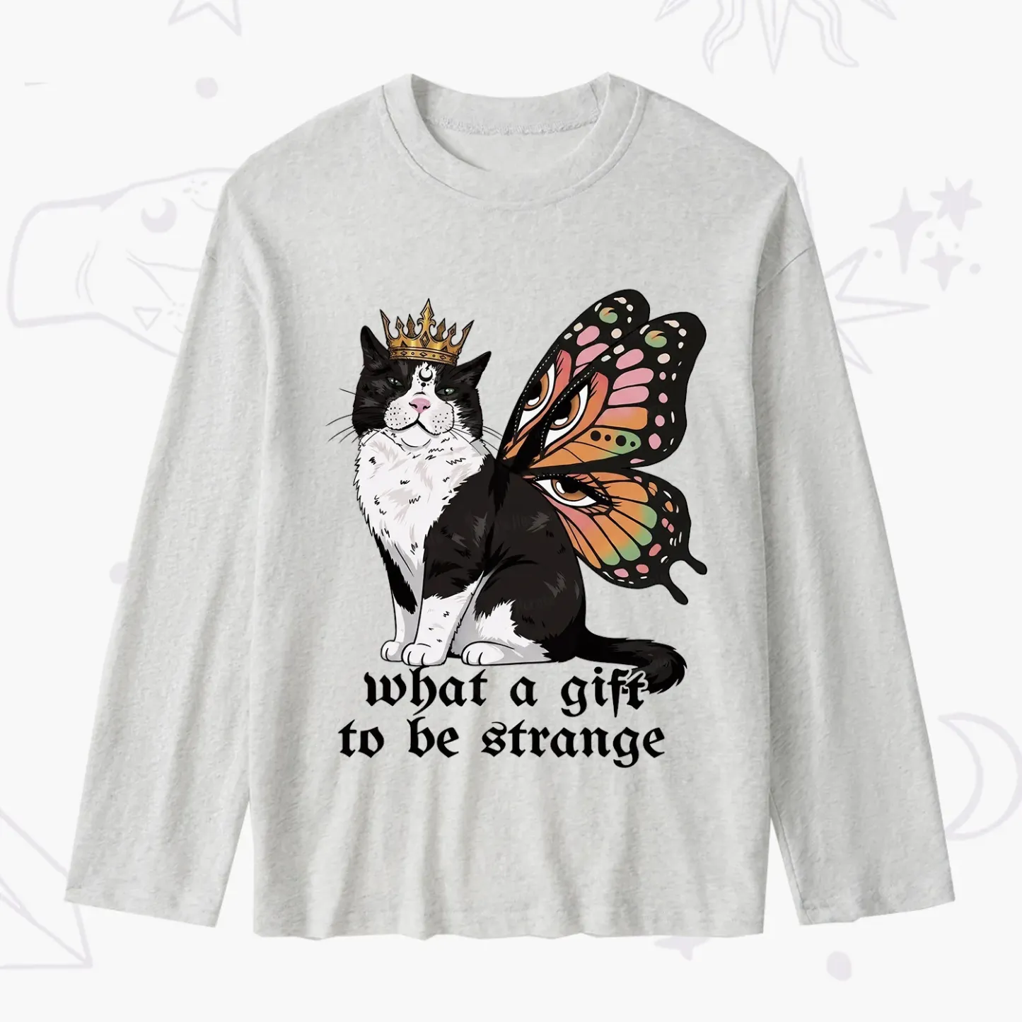 Purplehecate What a Gift to Be Strange Cat Slub Long Sleeve T-Shirt