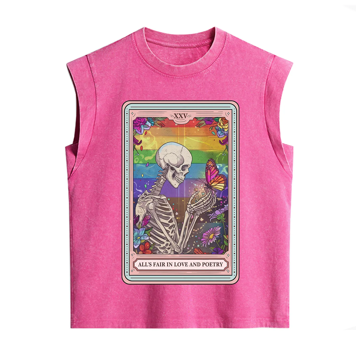 Purplehecate The All's Fair in Love and Poetry Skeleton Tarot Vintage Washed Tank