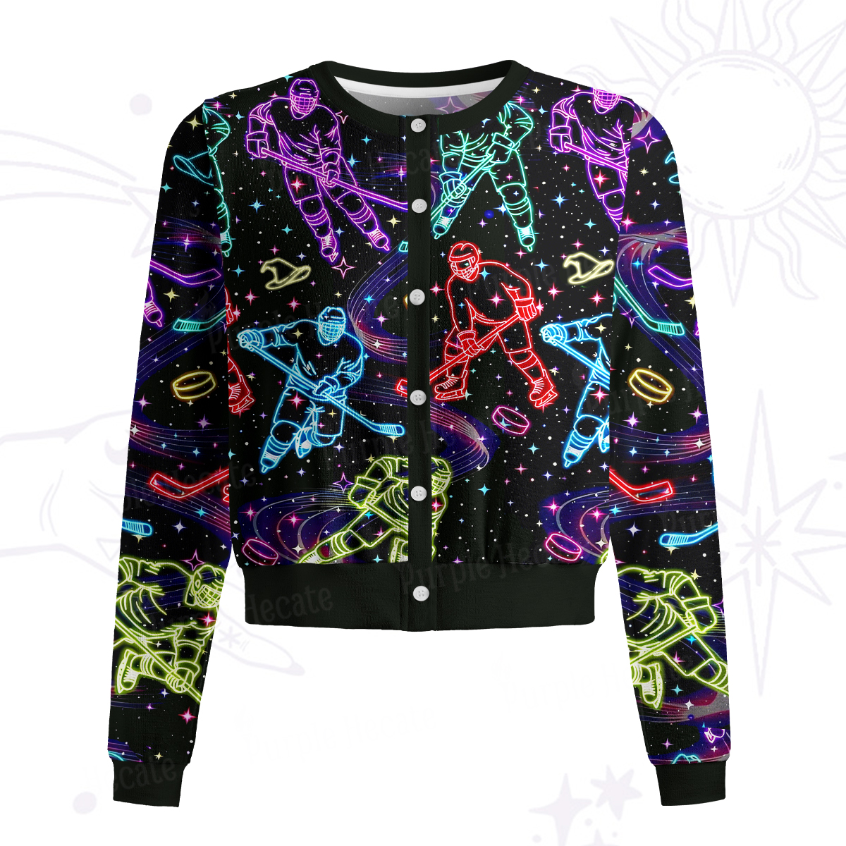 Purplehecate Neon Night Hockey Knit Cardigan