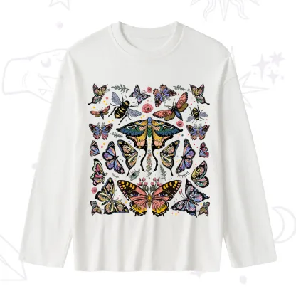 Purplehecate Mystical Butterfly & Moth Slub Long Sleeve T-Shirt
