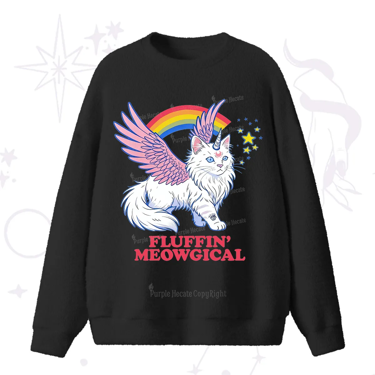 Purplehecate Fluffin Meowgical Fuzzy Ugly Sweater