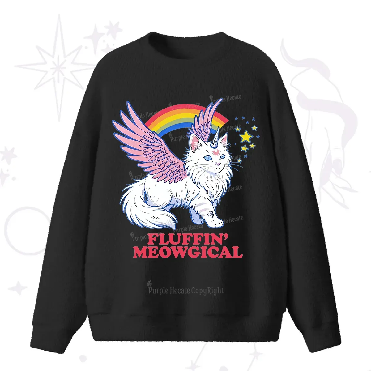 Purplehecate Fluffin Meowgical Fuzzy Ugly Sweater
