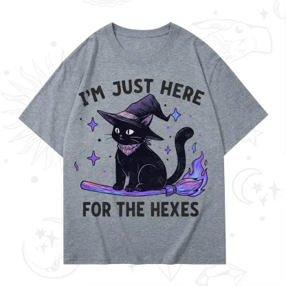 Purplehecate I'm Just Here for the Hexes Witch Cat T-Shirt