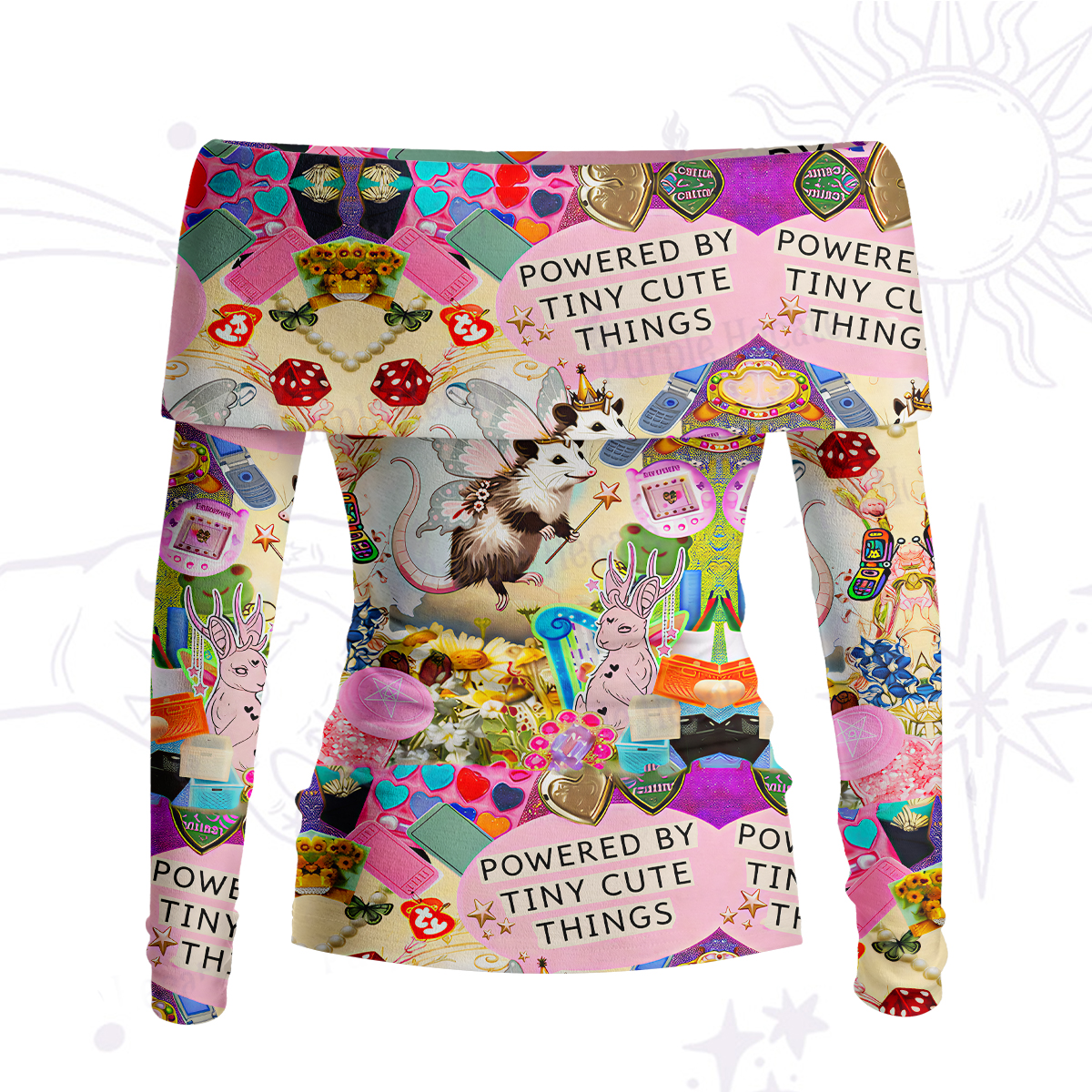Purplehecate The Opossum Queen's Hoard Off Shoulder Long Sleeve Knit Top