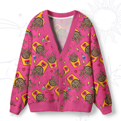 Purplehecate Magic Fries Box Ugly Cardigan Sweaters