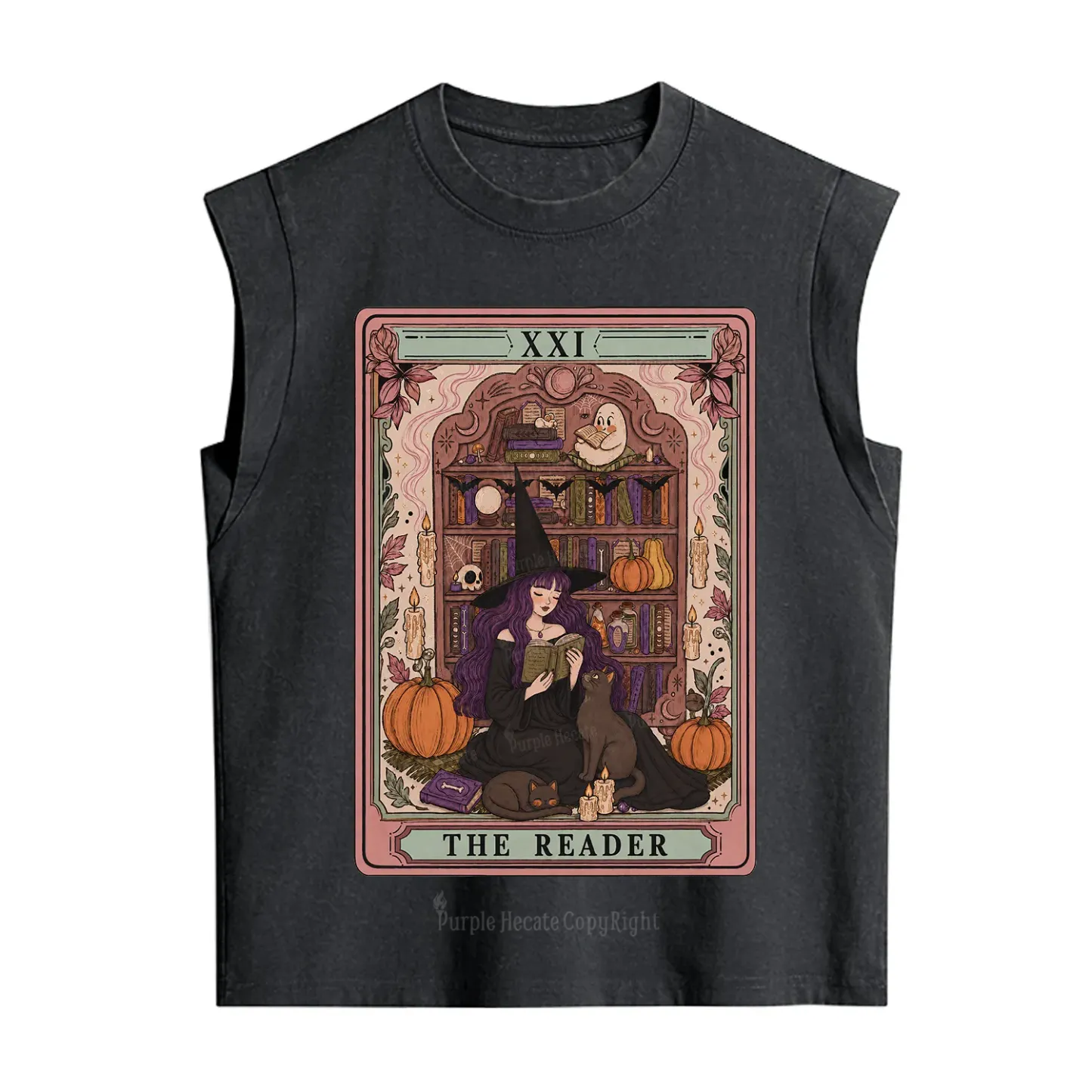 Purplehecate The Reader Tarot Bookish Witch Vintage Washed Tank