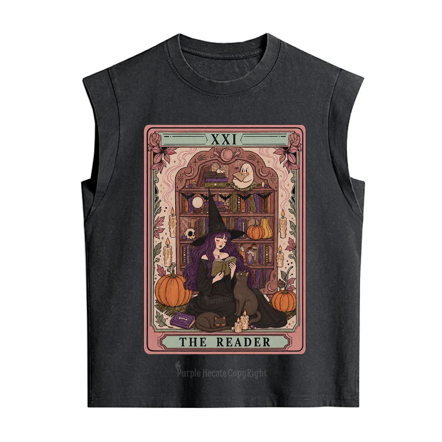 Purplehecate The Reader Tarot Bookish Witch Vintage Washed Tank