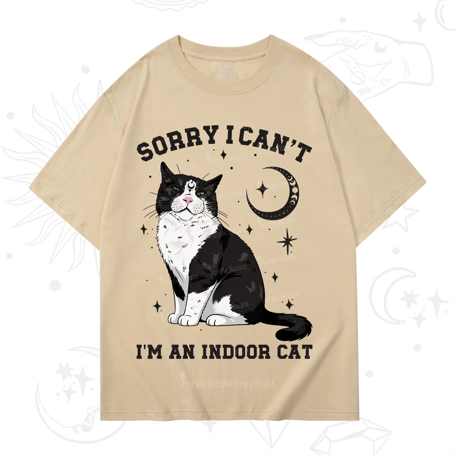Purplehecate Sorry I Can't Go I'm an Indoor Cat T-Shirt