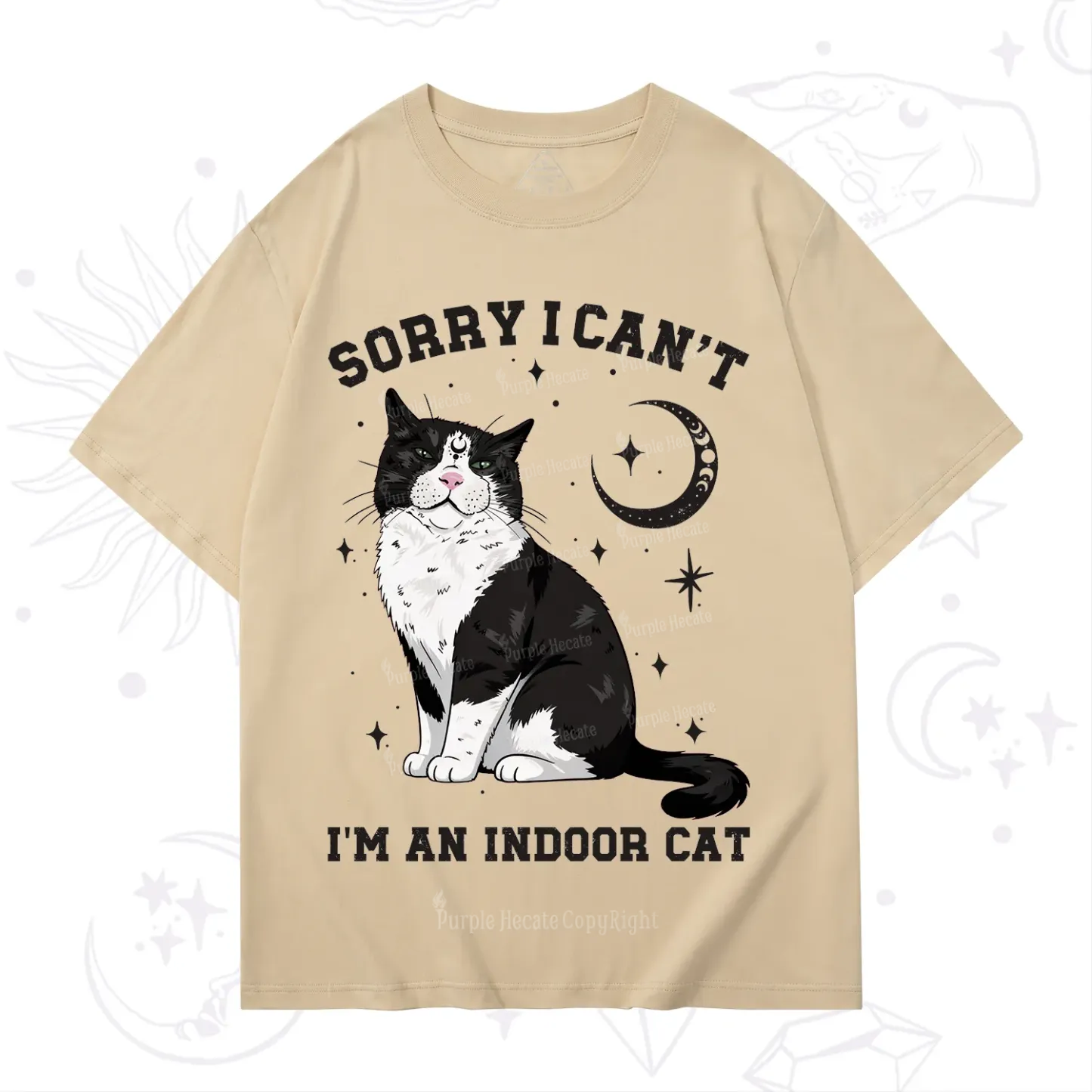 Purplehecate Sorry I Can't Go I'm an Indoor Cat T-Shirt
