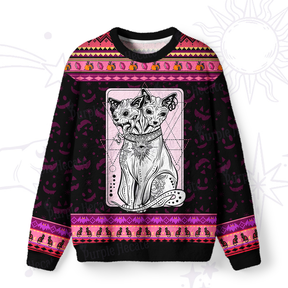 Magic Purplehecate The Cat Goddess Bastet Ugly Halloween Sweatshirts