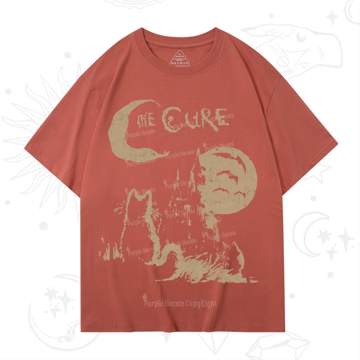 Purplehecate Goth Moon Cat Post-Punk T-Shirt