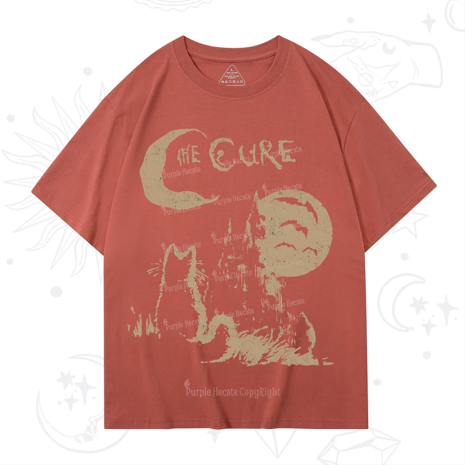 Purplehecate Goth Moon Cat Post-Punk T-Shirt