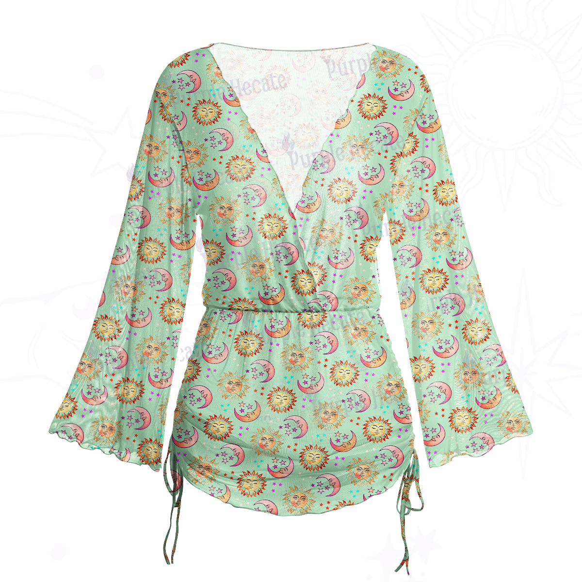 Purplehecate Sun & Moon Whispers Mesh Cover Up Dress
