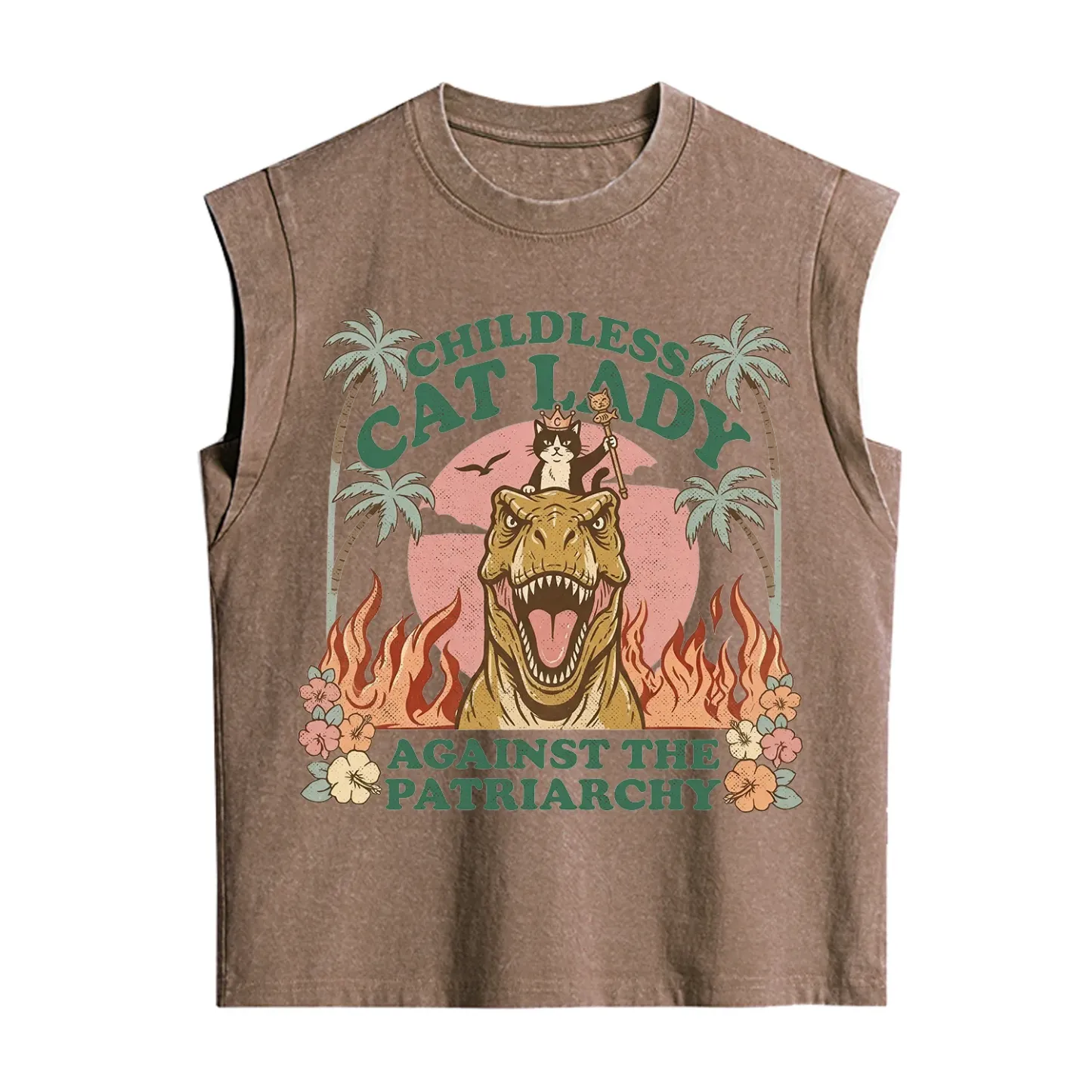Purplehecate Childless Cat Lady Burn the Patriarchy Vintage Washed Tank