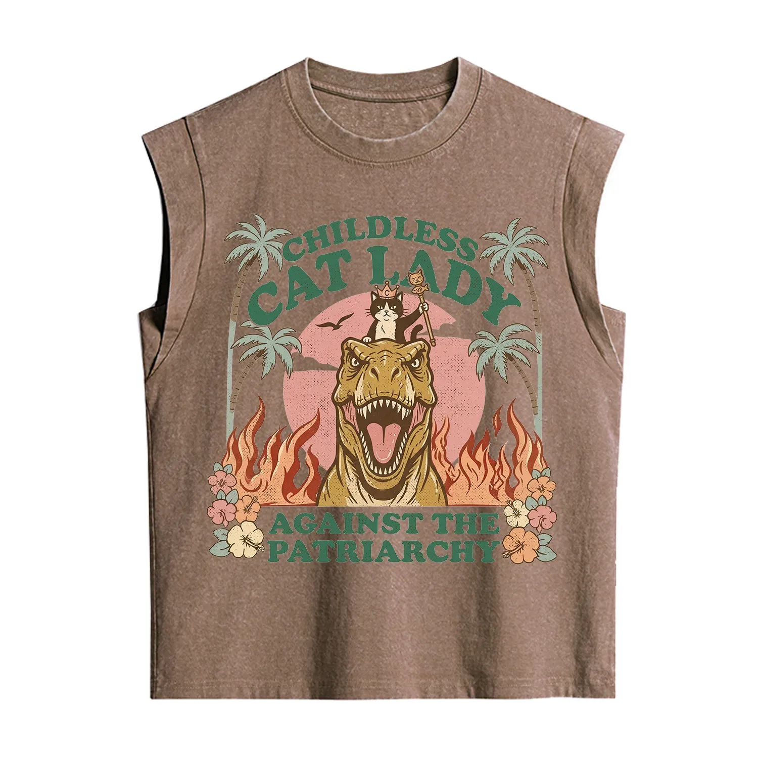 Purplehecate Childless Cat Lady Burn the Patriarchy Vintage Washed Tank