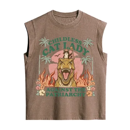 Purplehecate Childless Cat Lady Burn the Patriarchy Vintage Washed Tank