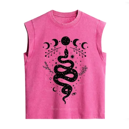 Purplehecate Snake And Moon Phase Comfort Vintage Washed Tank