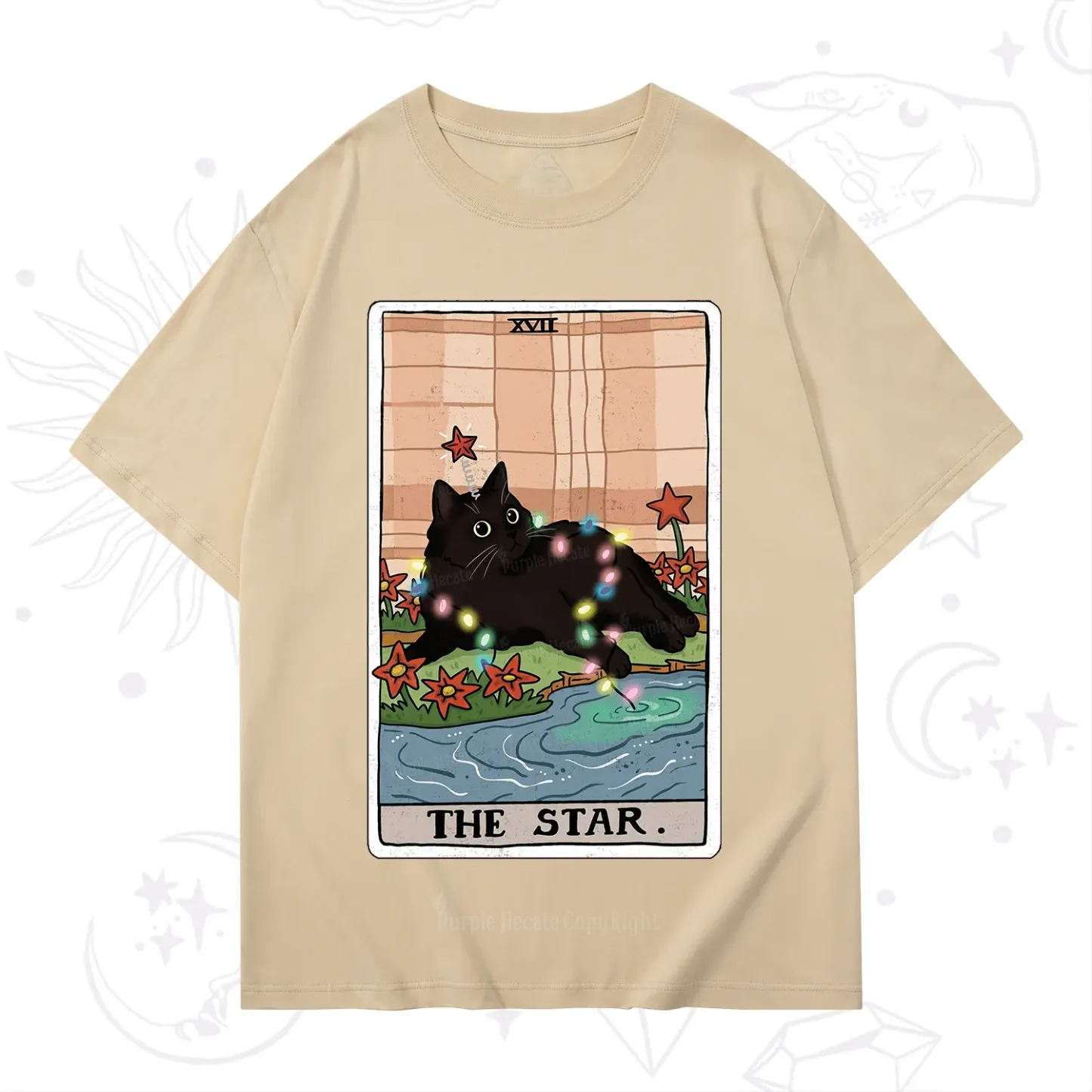 Purplehecate The Star Cat Tarot Card T-Shirt