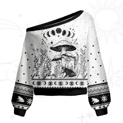 Purplehecate Celestial Frog Mushrooms One Shoulder Sweaters