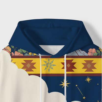 Purplehecate Desert Moon Bull Skull All-Over Print Hoodie
