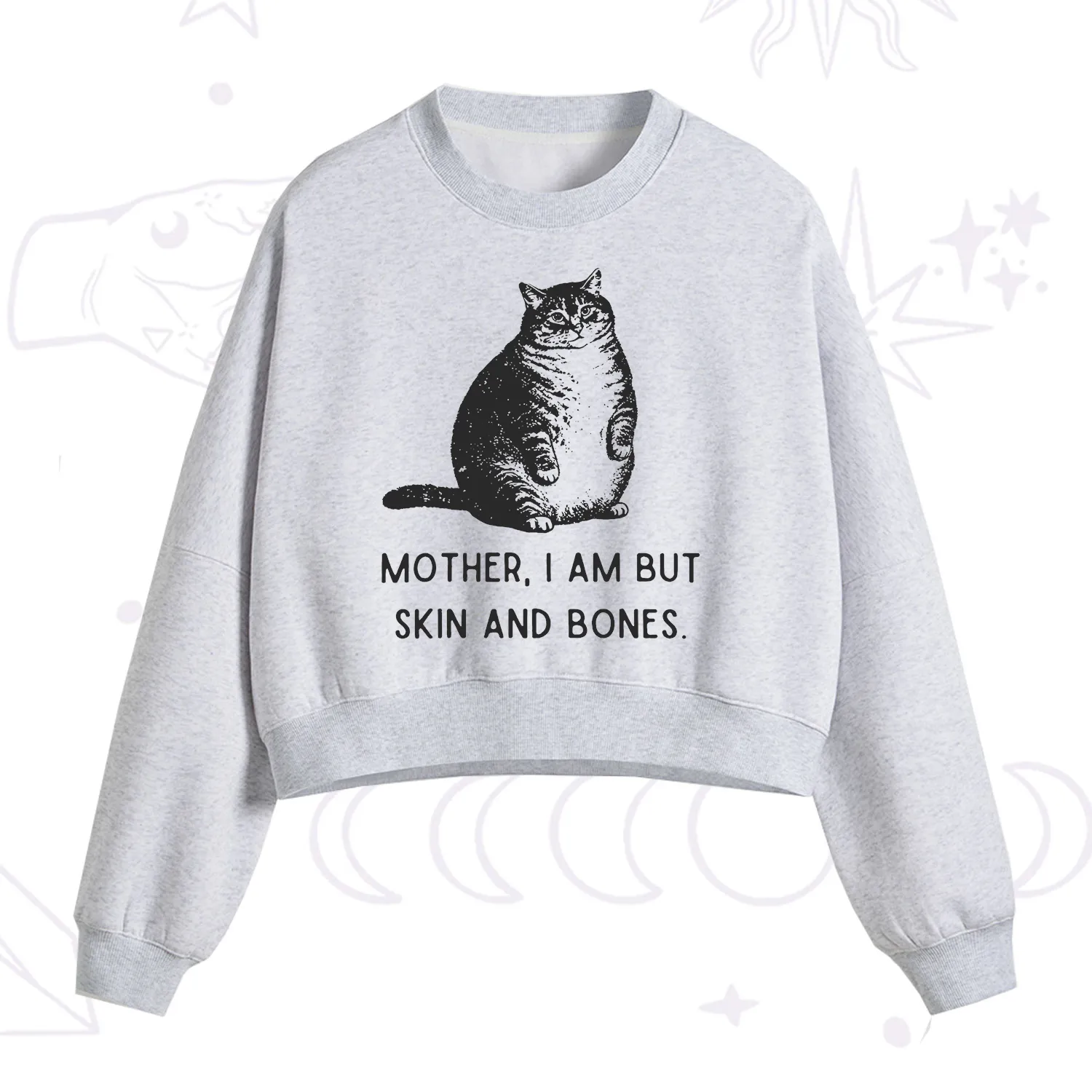 Purplehecate Cat Mother I Am But Skin And Bones Fleece Cropped Sweatshirt