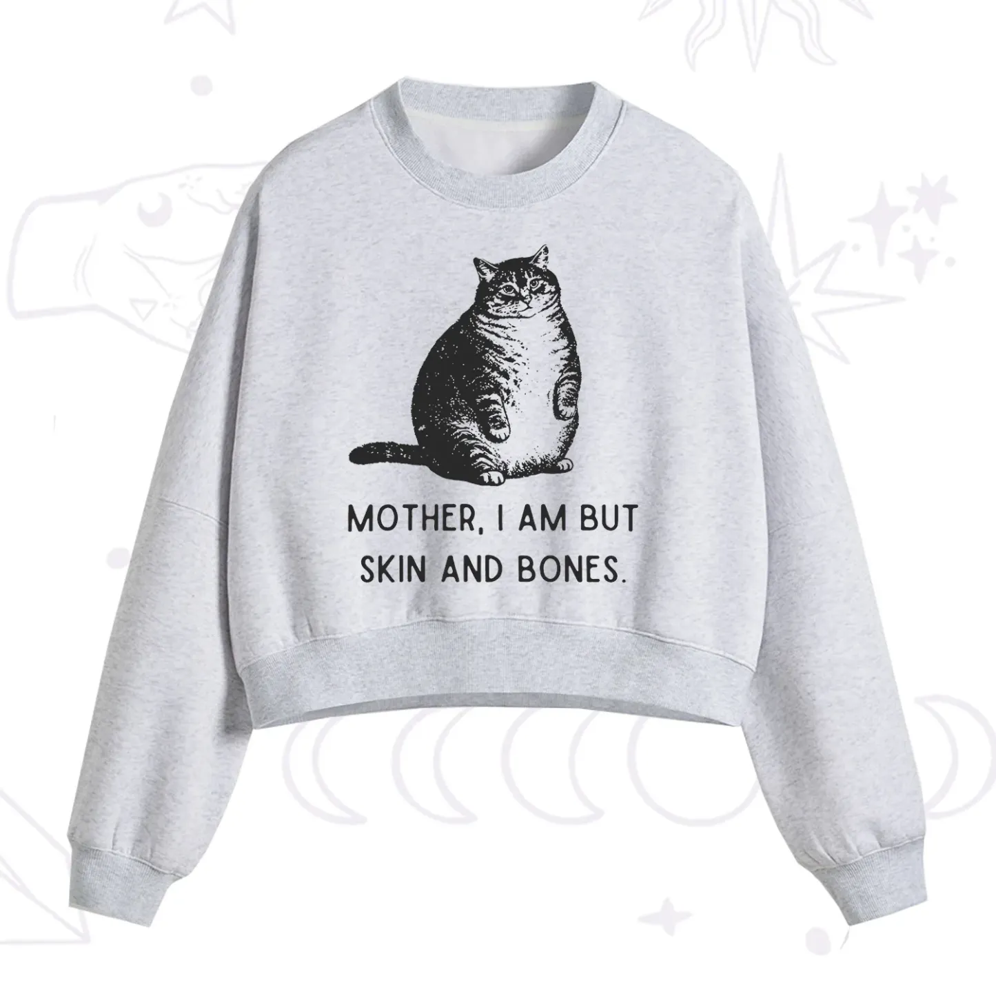 Purplehecate Cat Mother I Am But Skin And Bones Fleece Cropped Sweatshirt