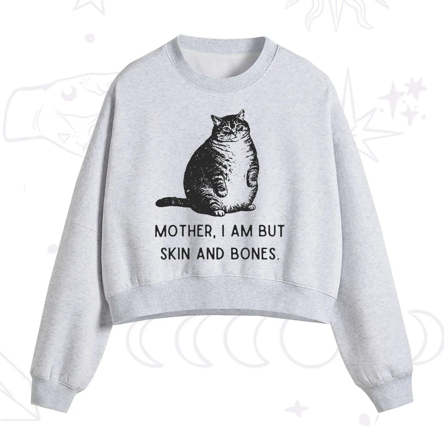 Purplehecate Cat Mother I Am But Skin And Bones Fleece Cropped Sweatshirt