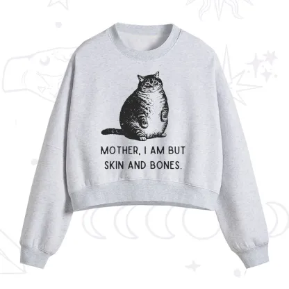 Purplehecate Cat Mother I Am But Skin And Bones Fleece Cropped Sweatshirt