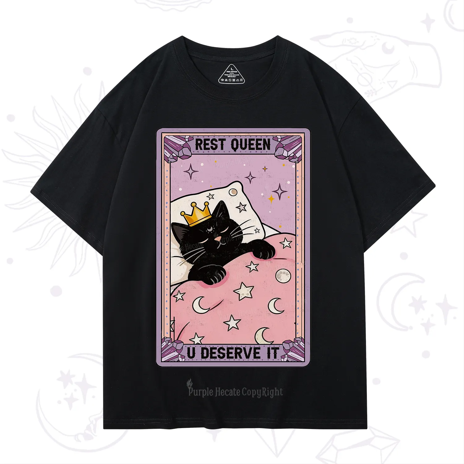 Purplehecate The Rest Queen Cat Tarot T-Shirt