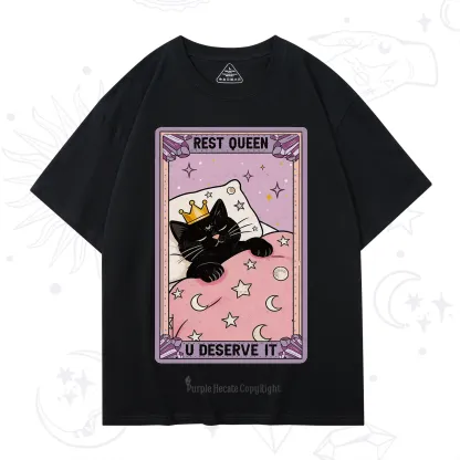 Purplehecate The Rest Queen Cat Tarot T-Shirt
