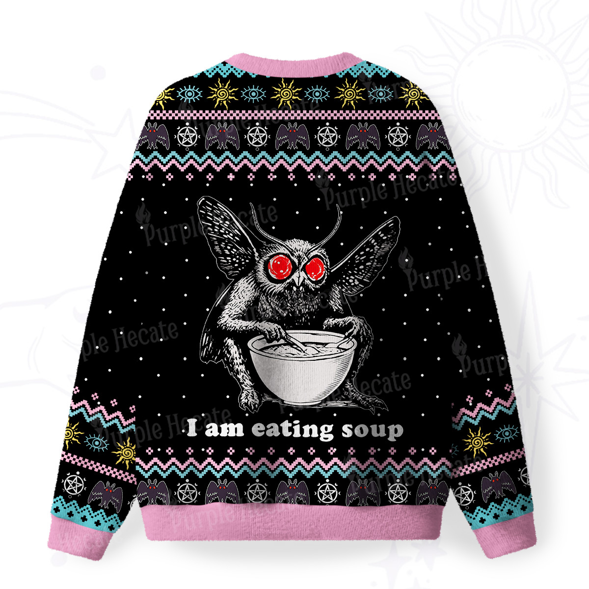 Purplehecate Mothman Eating Soup Fuzzy Ugly Sweatshirt