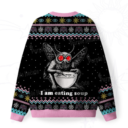 Purplehecate Mothman Eating Soup Fuzzy Ugly Sweatshirt