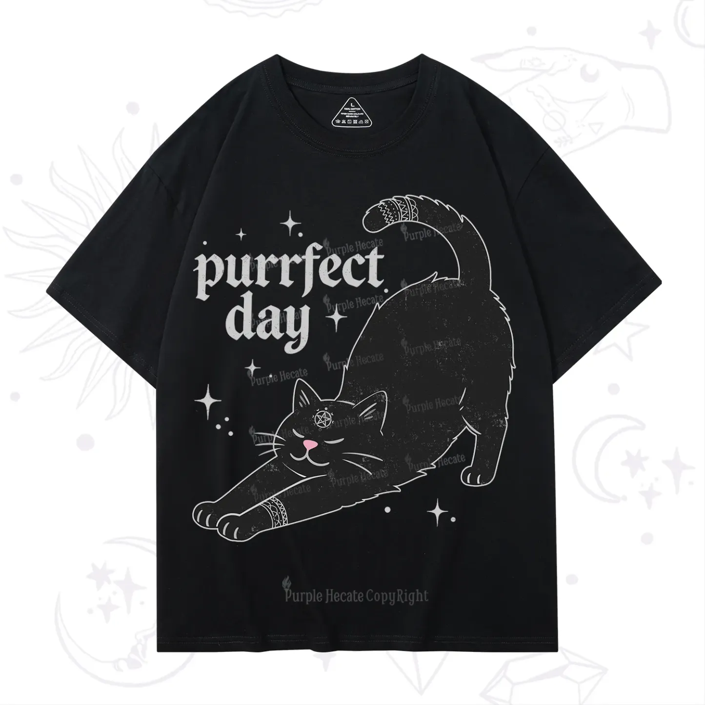 Purplehecate Purrfect Day Black Cat T-Shirt