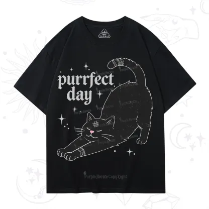 Purplehecate Purrfect Day Black Cat T-Shirt