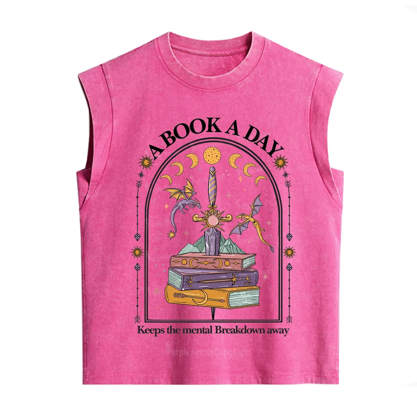 Purplehecate A Book A Day Keeps The Mental Breakdown Vintage Washed Tank