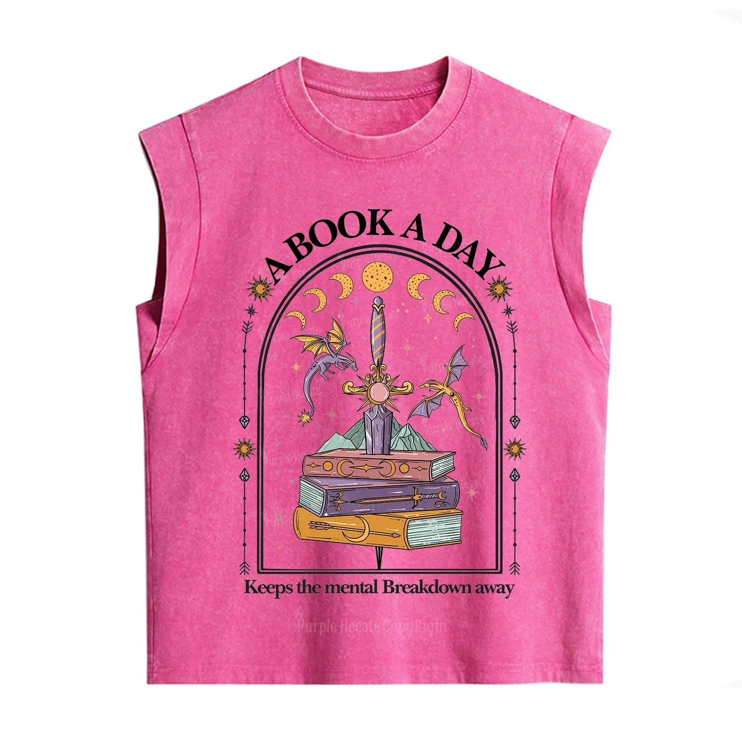Purplehecate A Book A Day Keeps The Mental Breakdown Vintage Washed Tank