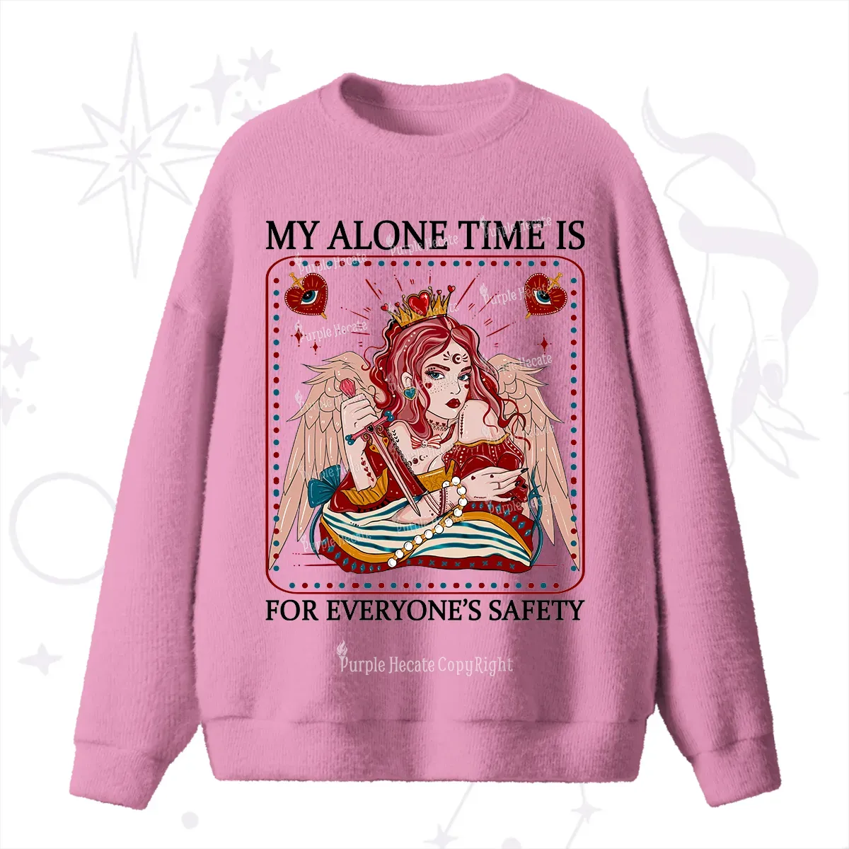 Purplehecate My Alone Time Is For Everyone's Safety Fuzzy Ugly Sweater