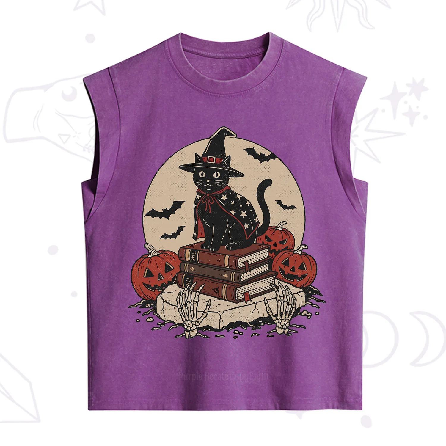 Purplehecate Autumn Preparations Pumpkin Skeleton Vintage Washed Tank