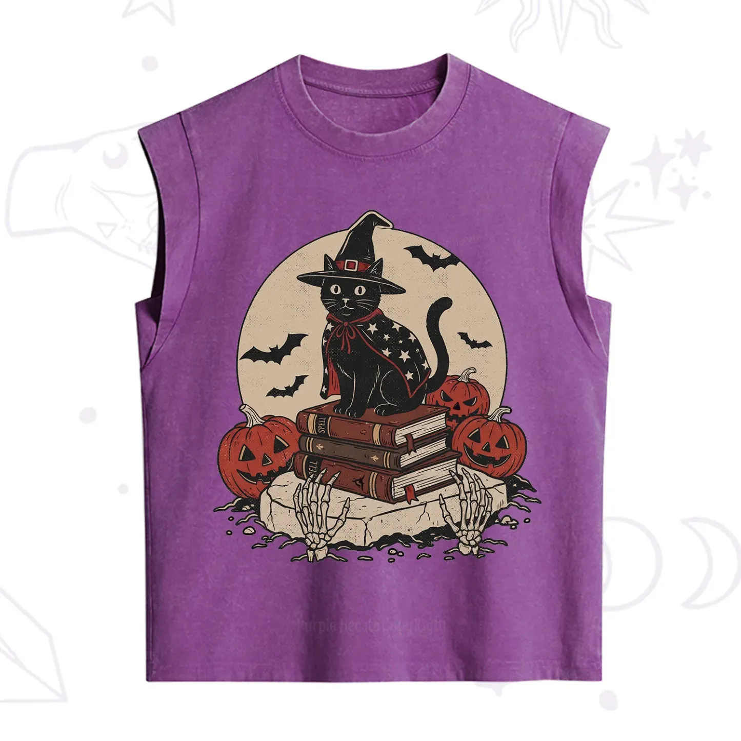 Purplehecate Autumn Preparations Pumpkin Skeleton Vintage Washed Tank