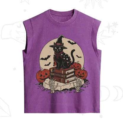 Purplehecate Autumn Preparations Pumpkin Skeleton Vintage Washed Tank