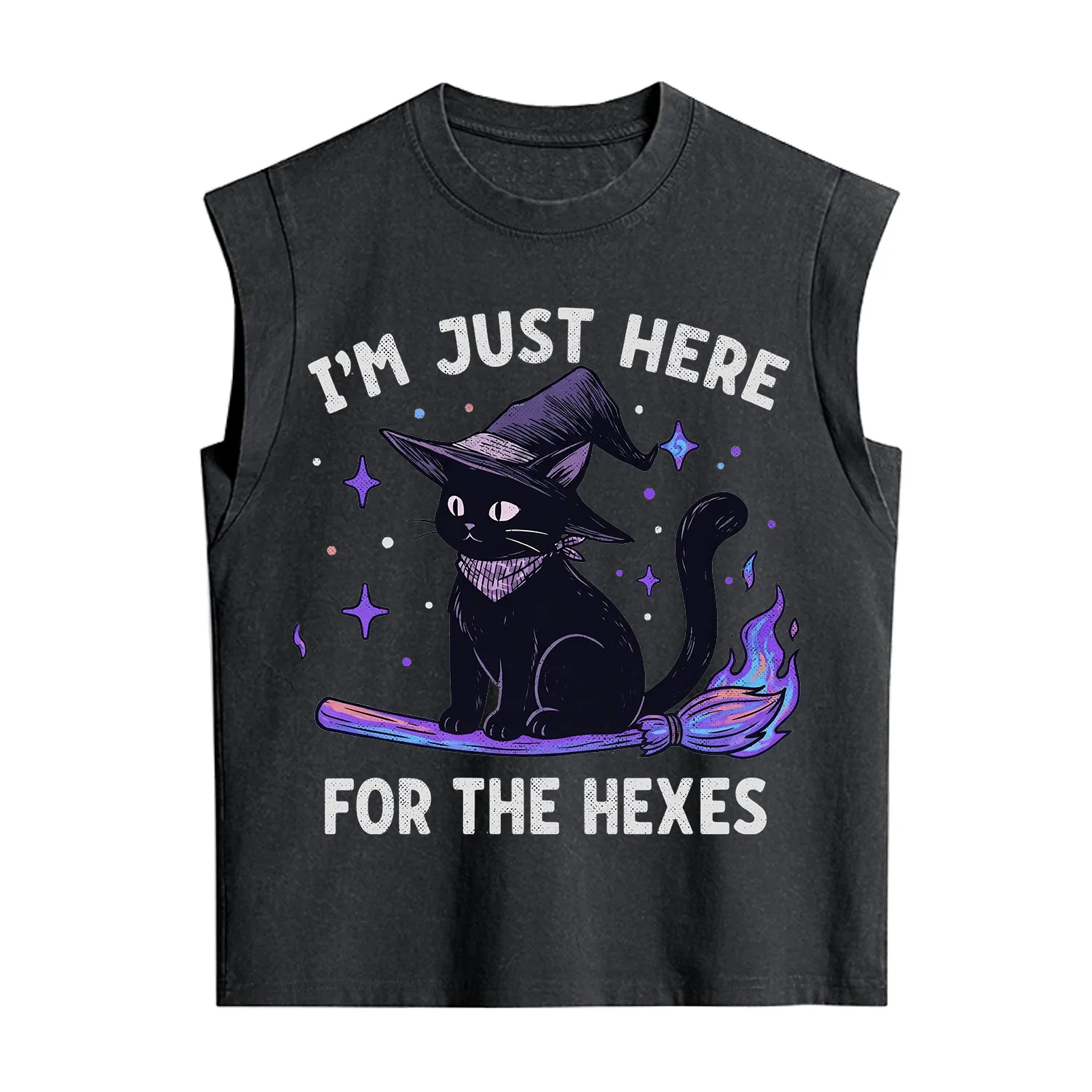 Purplehecate I'm Just Here for the Hexes Witch Cat Vintage Washed Tank