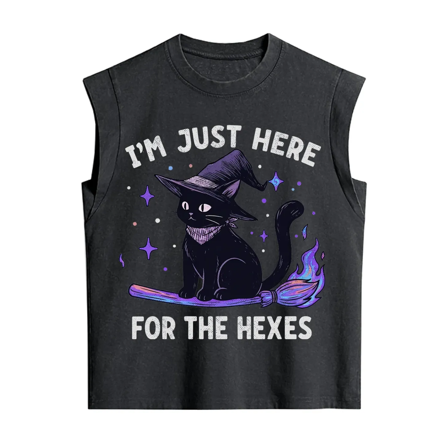 Purplehecate I'm Just Here for the Hexes Witch Cat Vintage Washed Tank