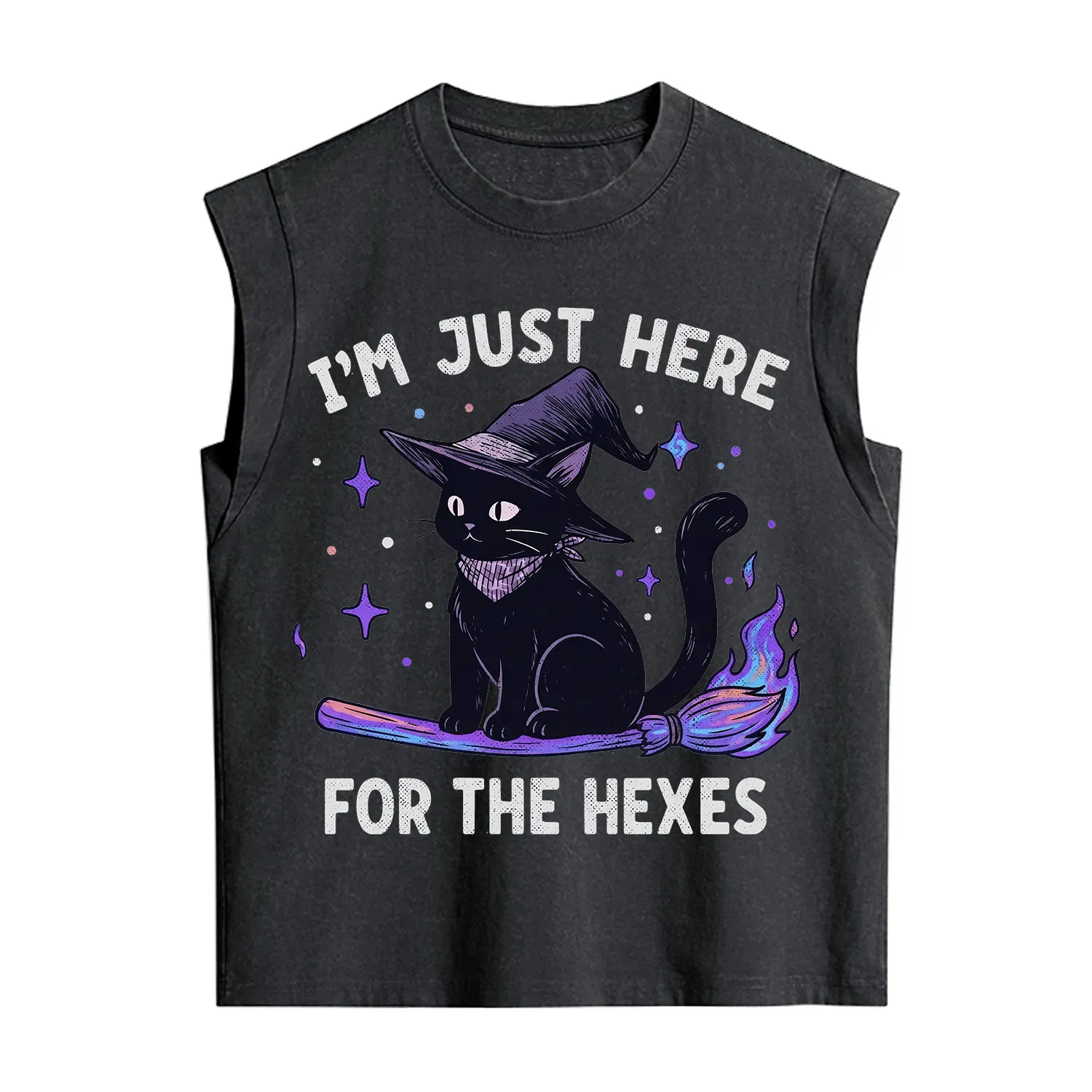 Purplehecate I'm Just Here for the Hexes Witch Cat Vintage Washed Tank