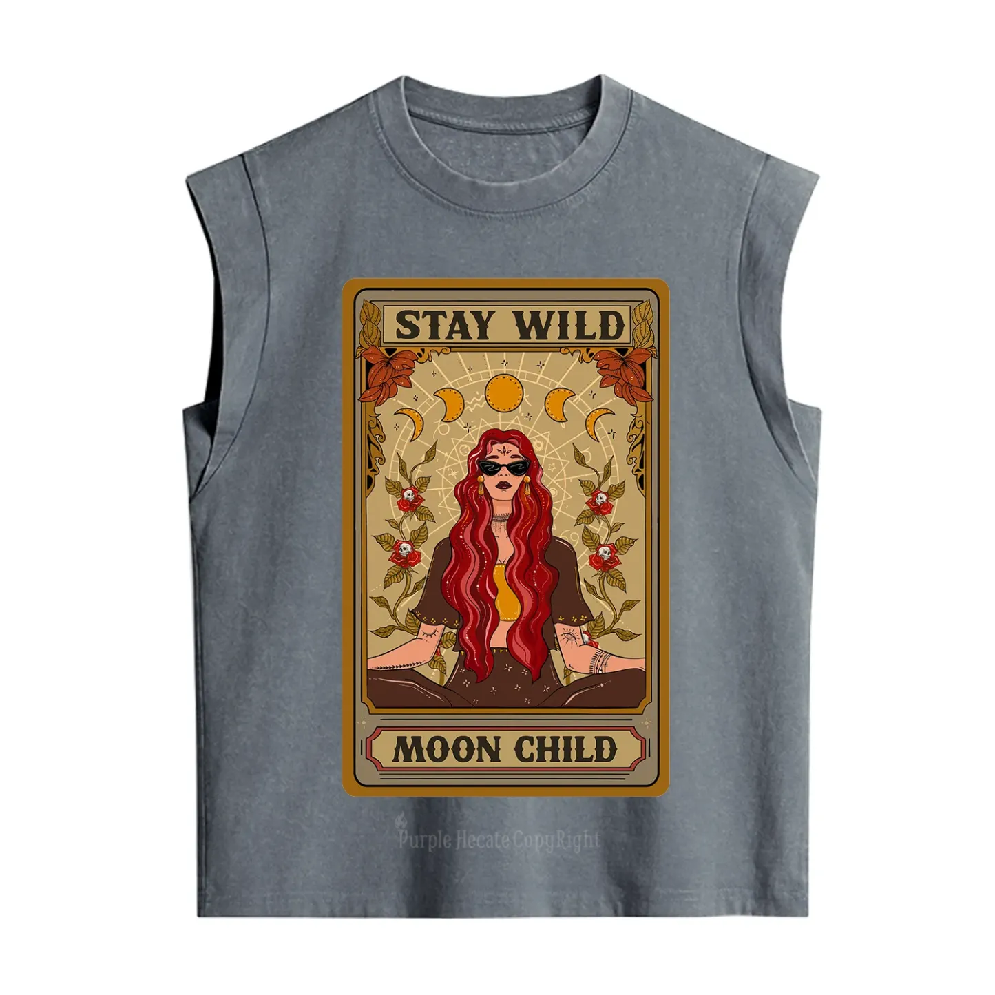 Purplehecate The Stay Wild Moon Child Oracle Card Vintage Washed Tank