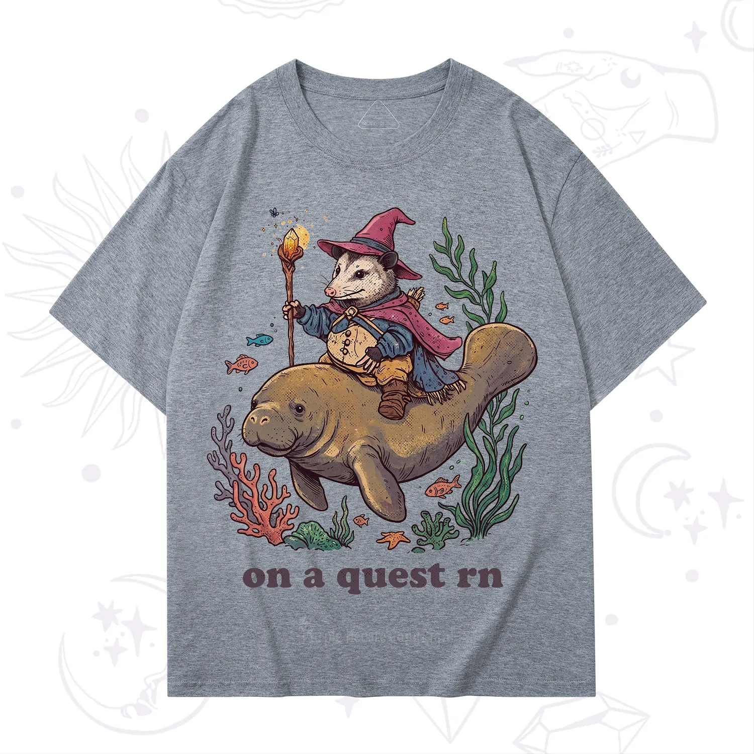 Purplehecate Opossum Wizard on Sea Quest T-Shirt