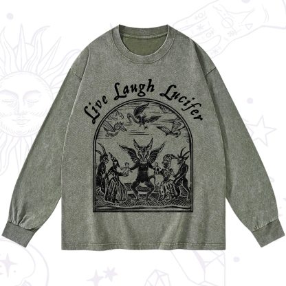 Purplehecate Live Laugh Lucifer Washed Long Sleeve Shirt